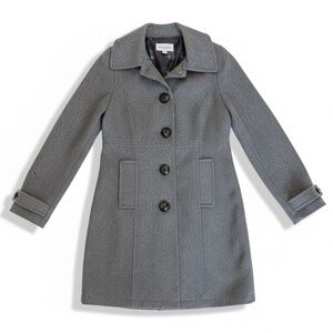 Merona Wool Blend Gray Peacoat Jacket Womens Size S Tailored Long Winter